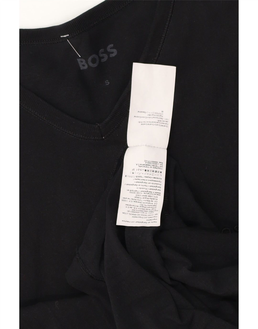 Hugo Boss Mens T-Shirt Top Pequeno Algodão Preto