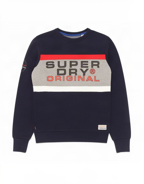 Superdry moletom feminino jumper UK 14 médio azul marinho colorblock