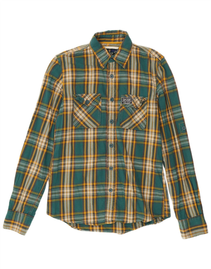 Camisa masculina de flanela Superdry grande algodão xadrez verde