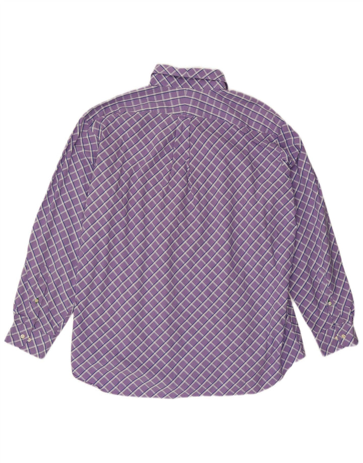 Camisa masculina TOMMY HILFIGER tamanho 17 1/2 XL algodão xadrez roxo
