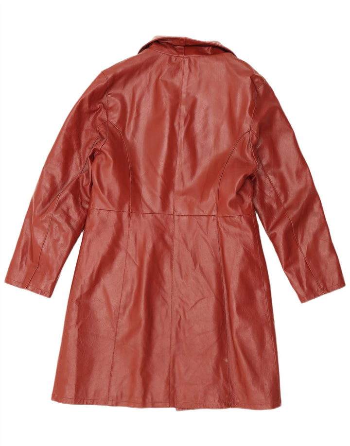 Casaco de couro feminino vintage Reino Unido 14 grande couro marrom