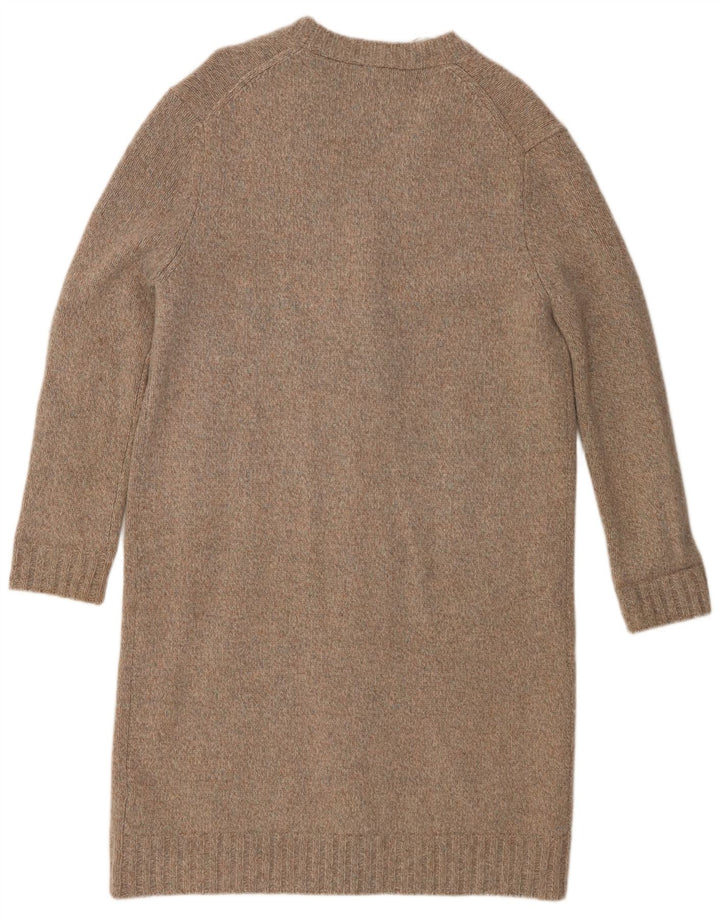 Suéter cardigã feminino Zara Longline oversized Reino Unido 10 lã cinza pequena