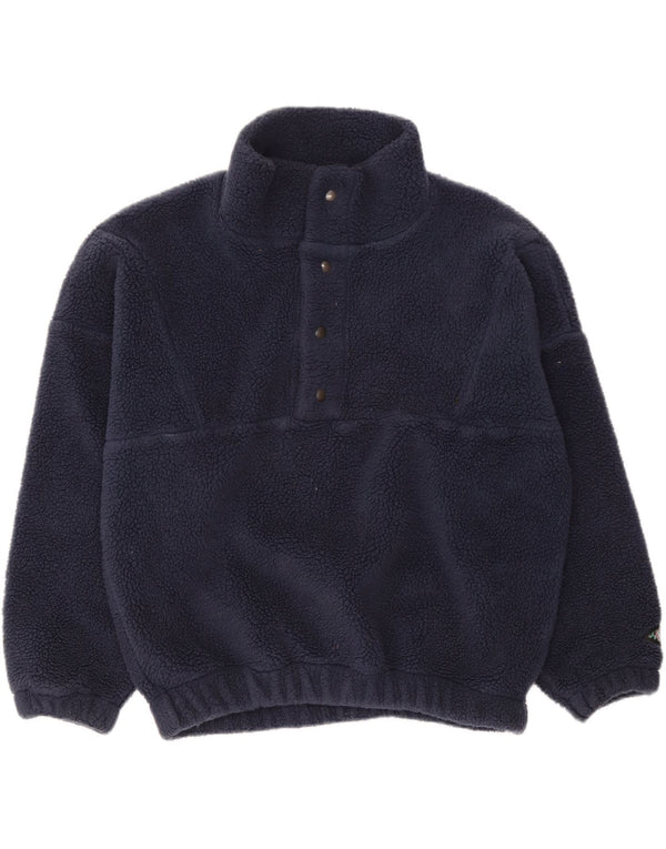 Suéter de lã masculino vintage solto com botão e pescoço IT 44/46 pequeno azul marinho