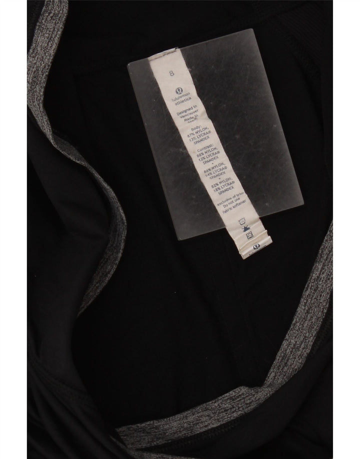 Lululemon blusa feminina com capuz manga comprida US 8 médio preto colorblock nylon