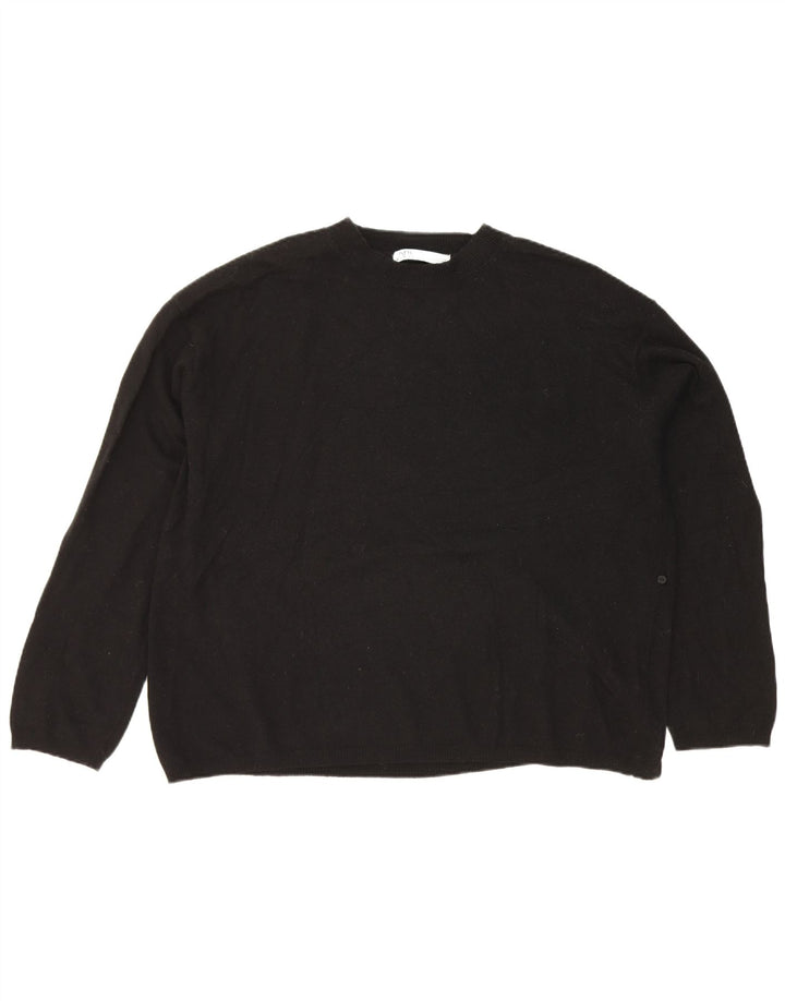 Zara Suéter feminino oversized com gola redonda Reino Unido 14 médio preto