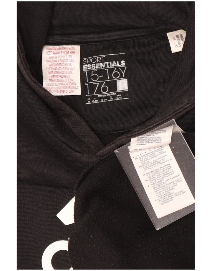 ADIDAS Meninos Graphic Hoodie Jumper 15-16 Anos XL Preto Algodão