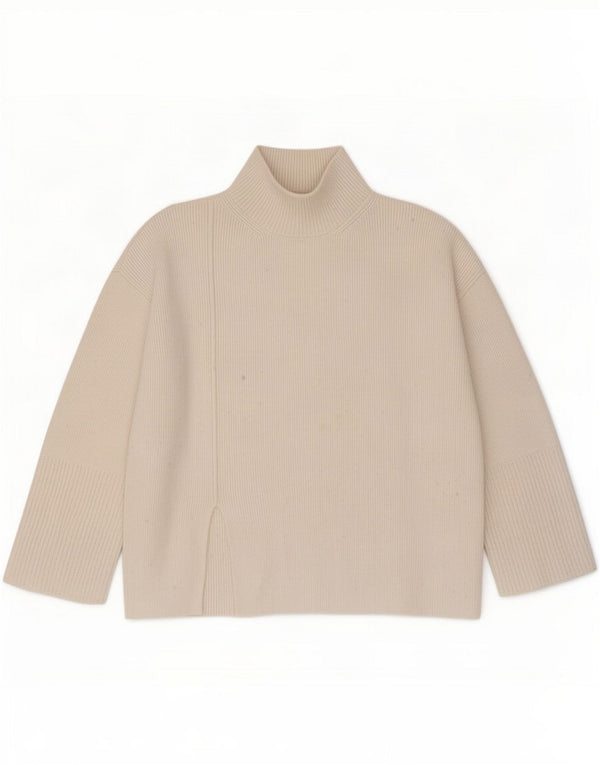 Suéter feminino Marks & Spencer com gola tartaruga Reino Unido 14 médio off white