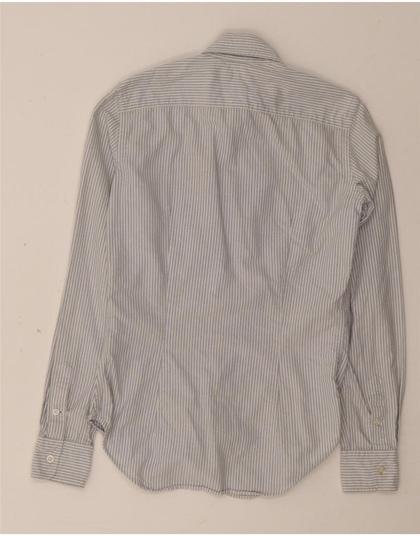 Camisa feminina Ralph Lauren US 2 XS azul risca de giz algodão