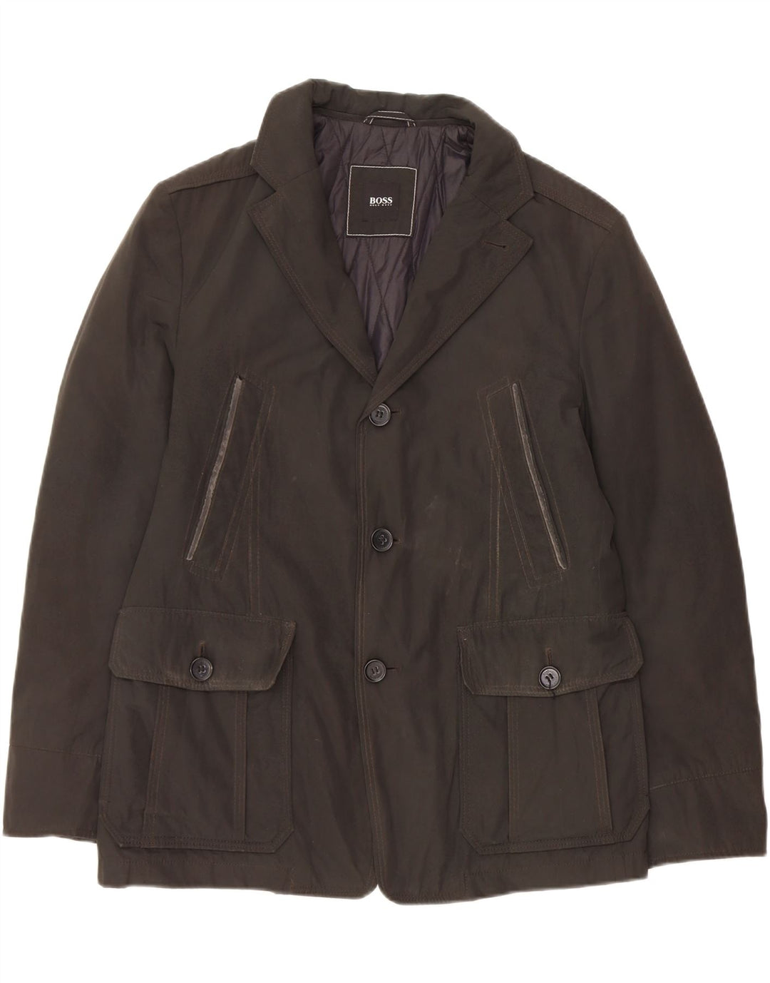Jaqueta utilitária masculina Hugo Boss EU 48 poliéster preto médio