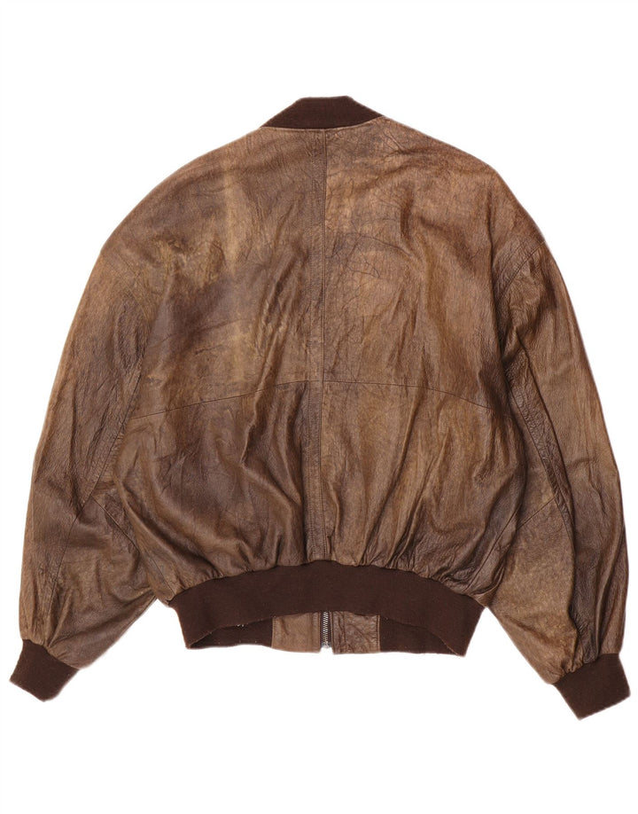 Jaqueta bomber masculina de couro Stadler EU 40 grande marrom