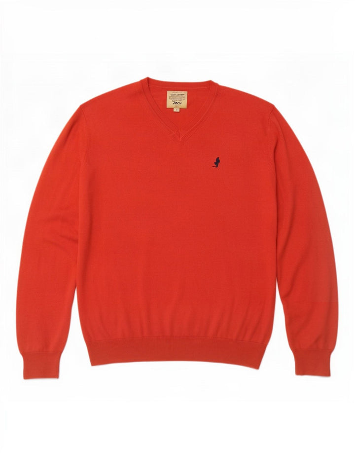 Suéter masculino Marlboro Classics com decote em V vermelho médio