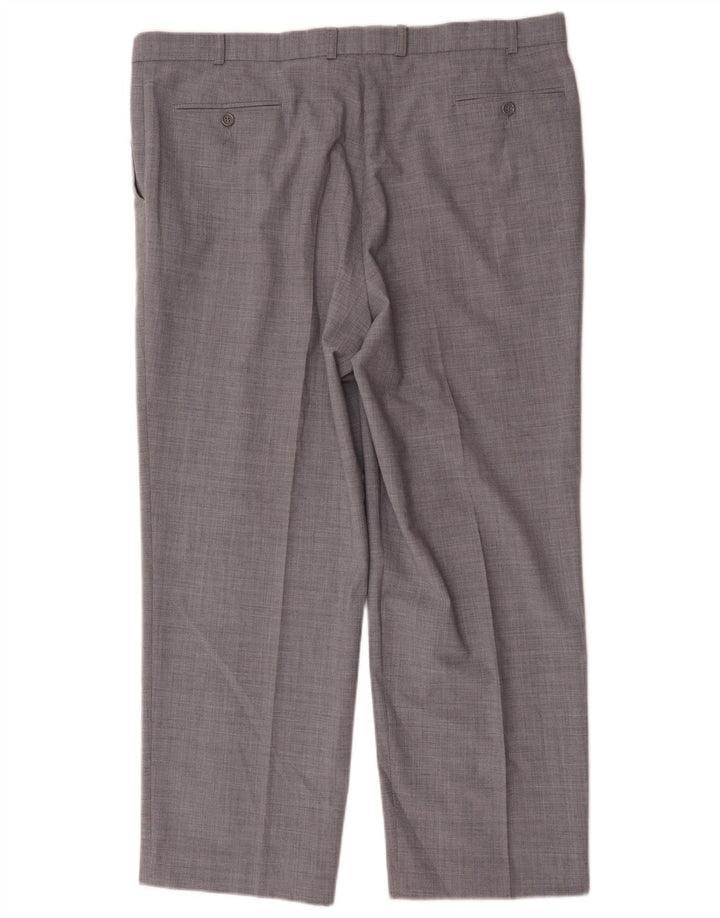 Calça masculina de terno reto Marks & Spencer W40 L29 poliéster cinza