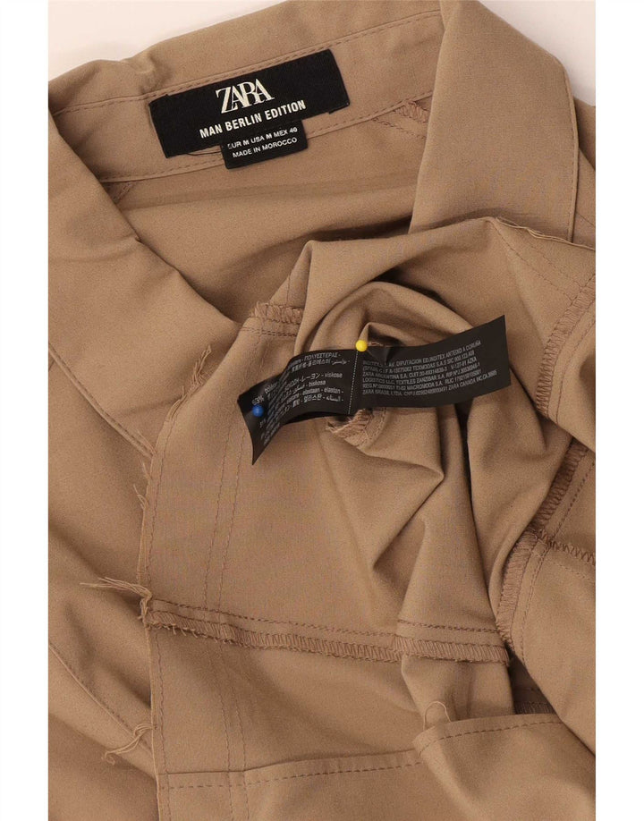 Camisa masculina Zara poliéster bege médio