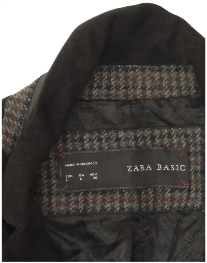 Jaqueta blazer feminina Zara com 1 botão Reino Unido 14 grande algodão preto