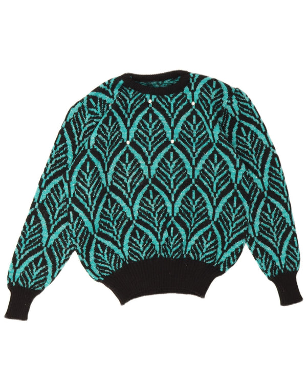 Suéter feminino vintage com gola redonda e ajuste solto Reino Unido 10 pequeno verde