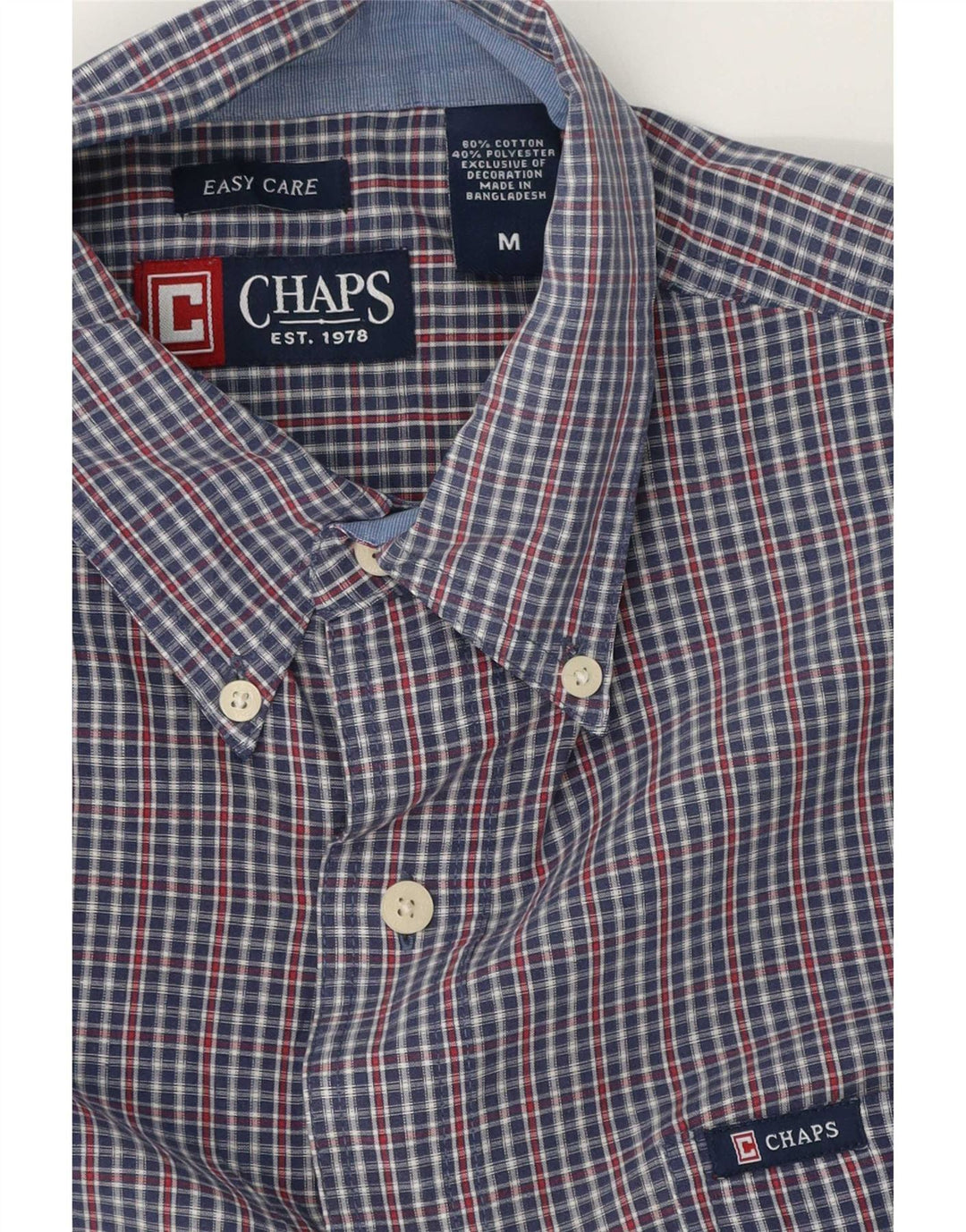 Camisa masculina Chaps de algodão guingão azul médio