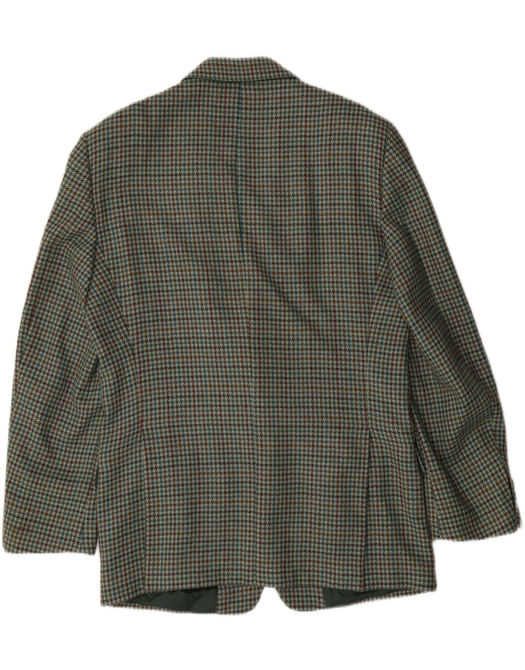 Jaqueta blazer masculina VINTAGE com 2 botões IT 52 XL verde houndstooth lã