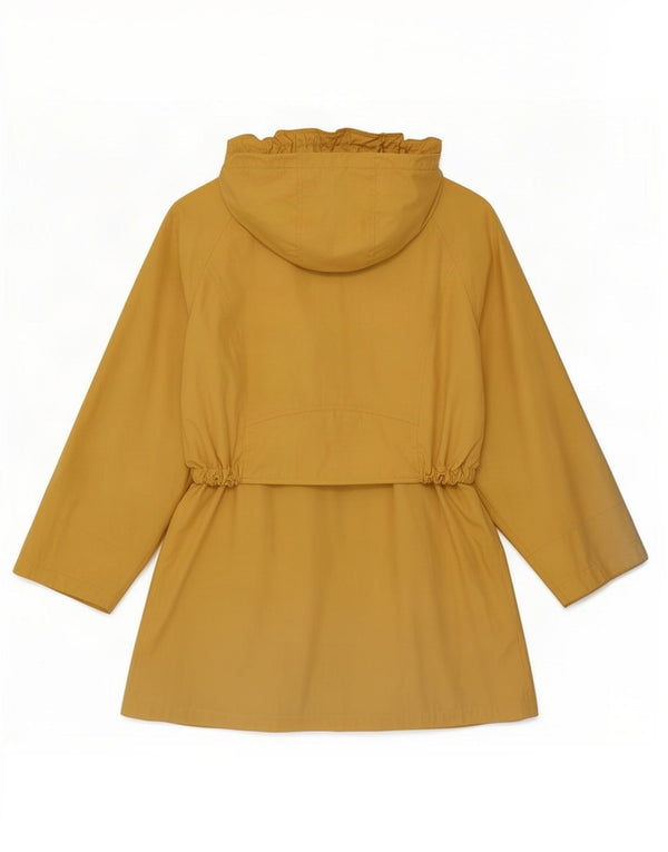 Casaco feminino vintage com capuz oversized duplo breasted Reino Unido 16 grande amarelo