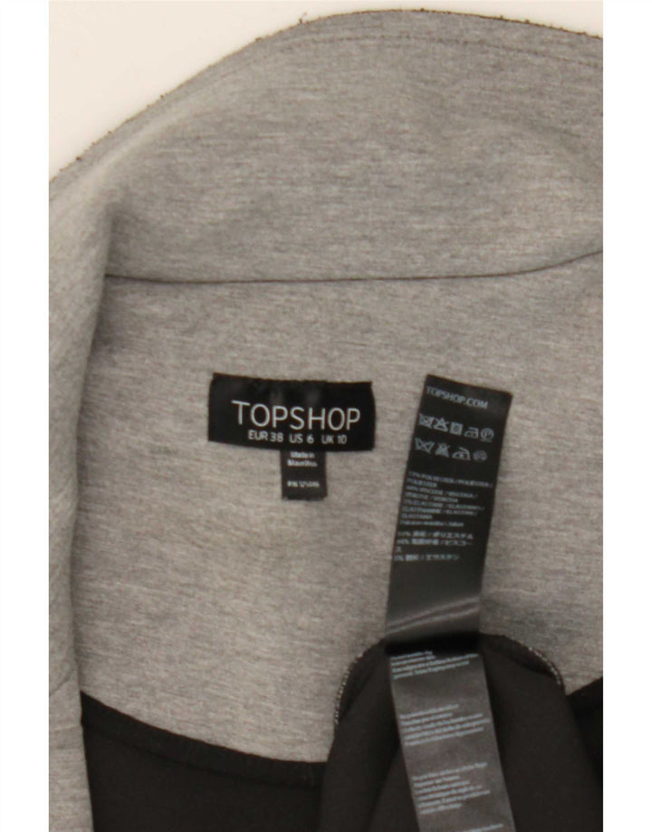 Topshop Womens Longline Open Gilet UK 10 Pequeno Poliéster Cinza