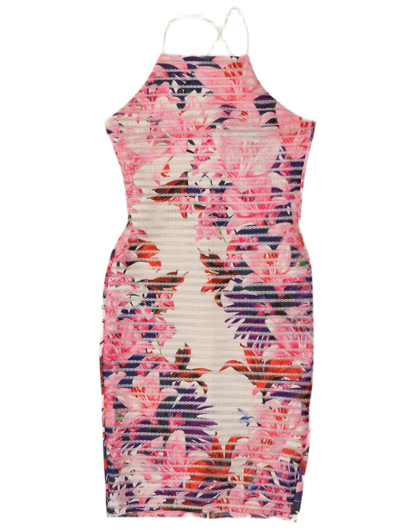 Vestido frente única feminino LIPSY UK 12 poliéster floral multicolorido médio