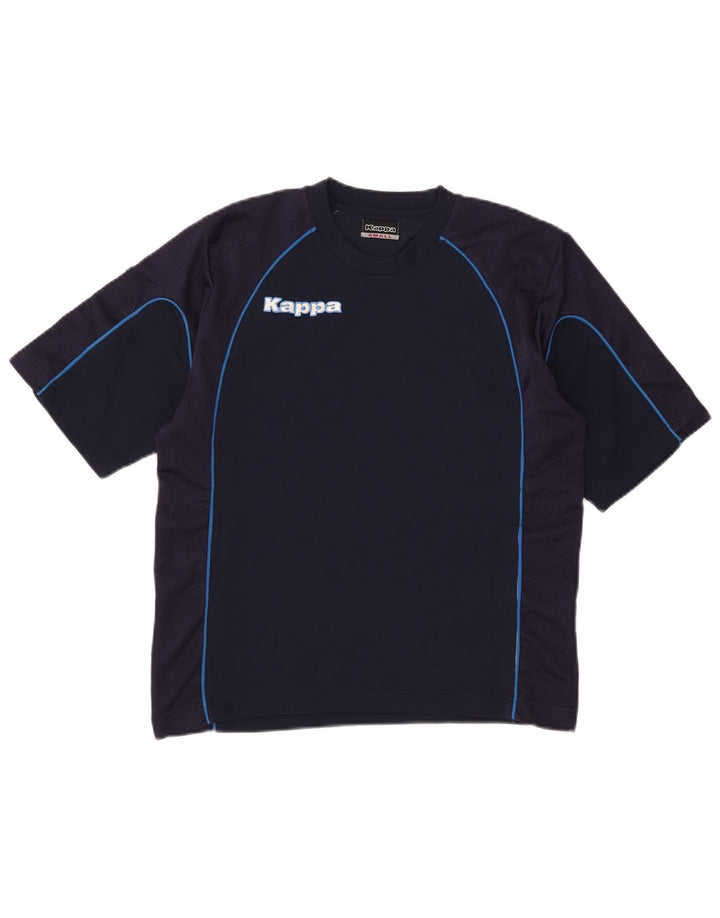Camiseta masculina Kappa com estampa gráfica pequena azul marinho poliéster