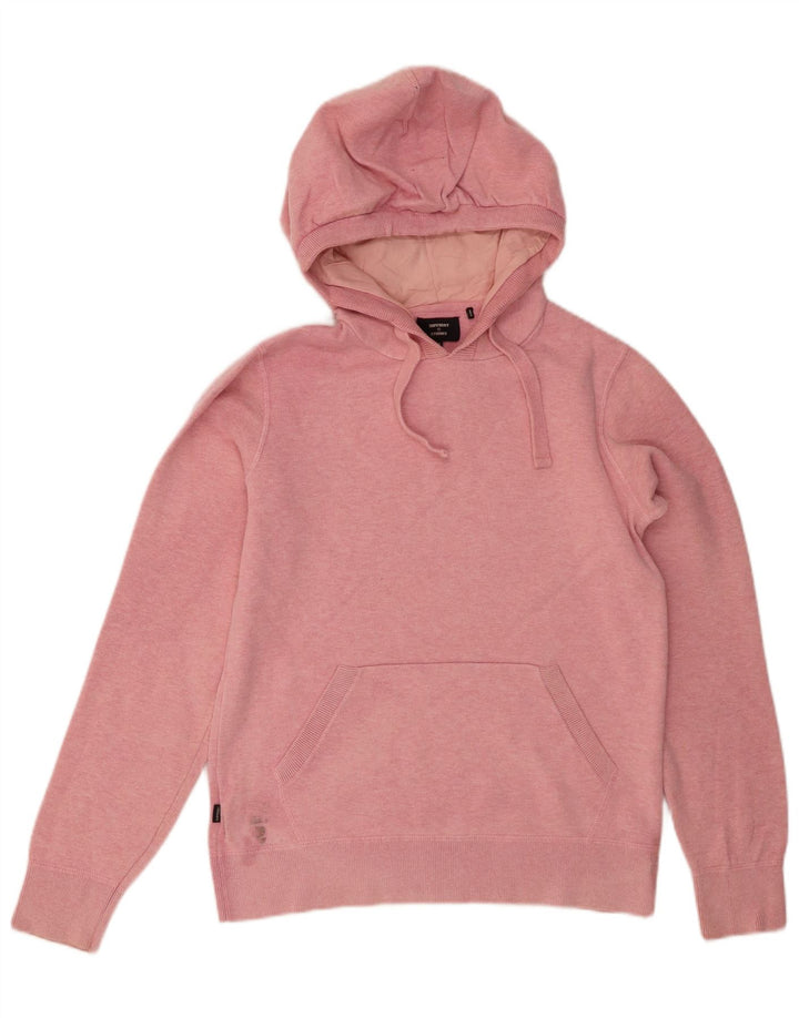 Jumper com capuz feminino SUPERDRY UK 8 pequeno algodão rosa