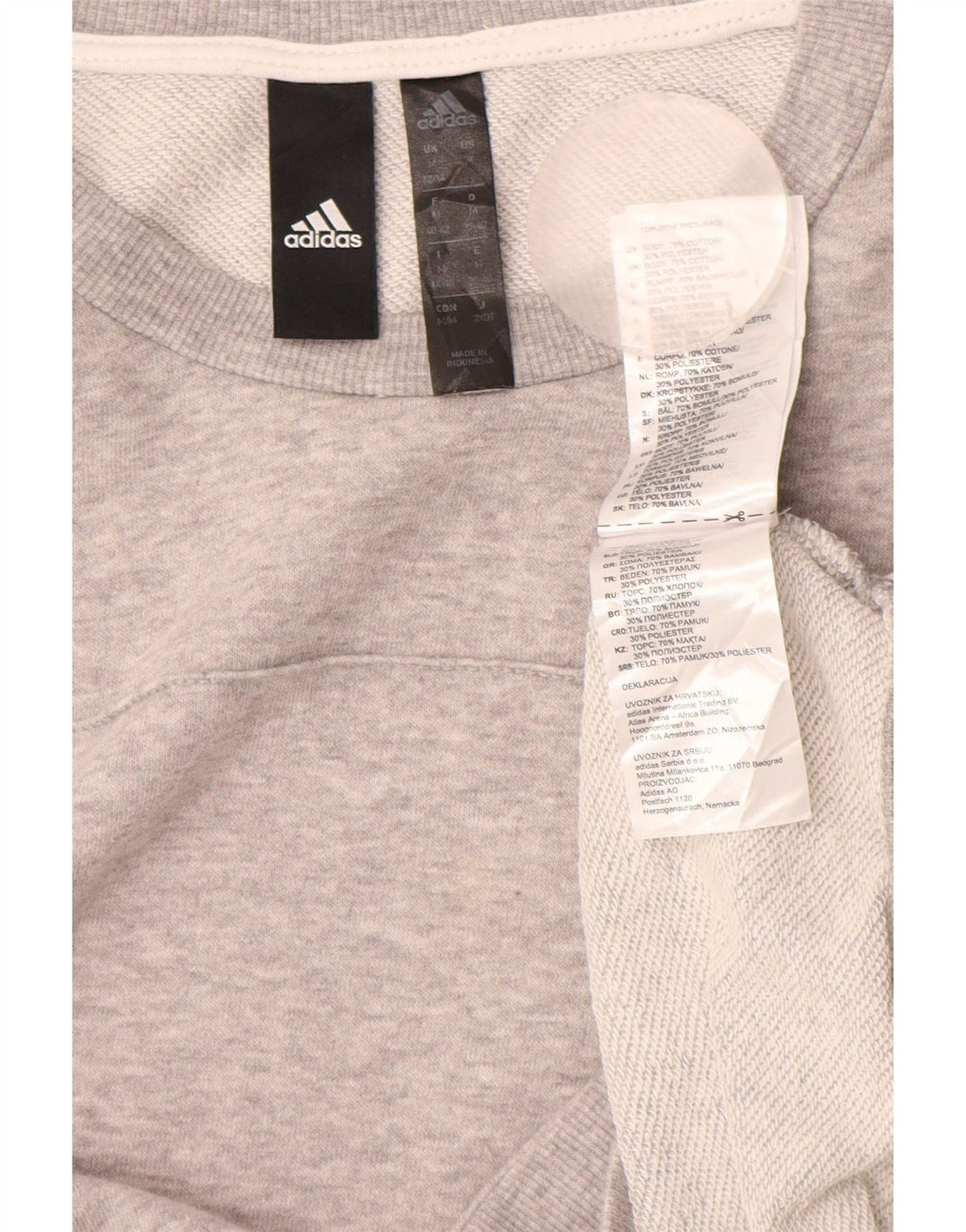 ADIDAS Womens Crop Sweatshirt Jumper UK 12/14 Médio Cinza Flecked Algodão