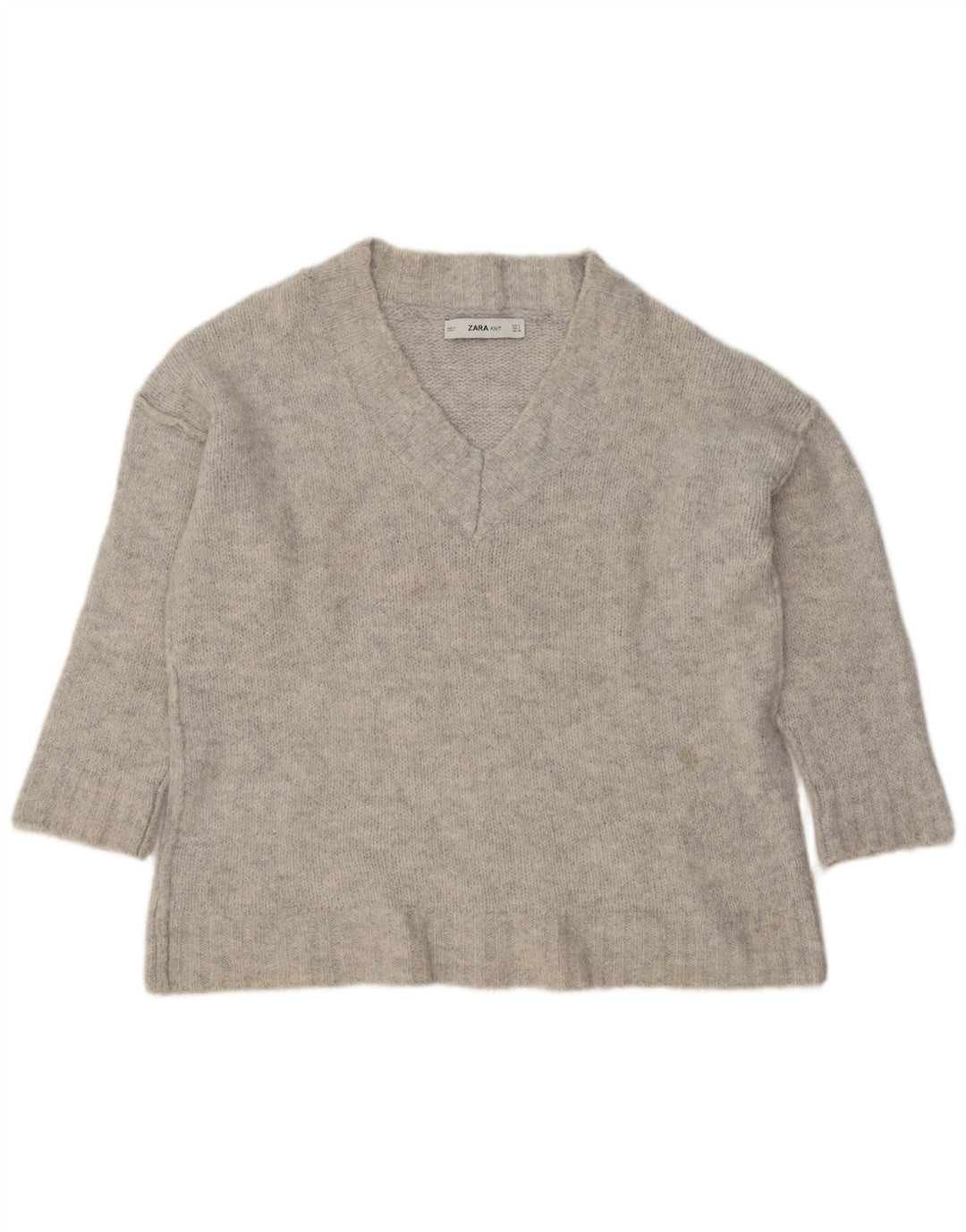 Zara Suéter feminino oversized com decote em V Reino Unido 10 pequeno cinza acrílico