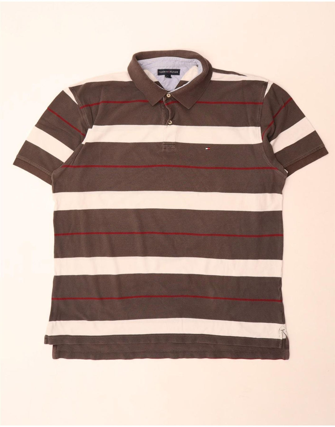 Camisa polo masculina Tommy Hilfiger 2XL listrada cinza