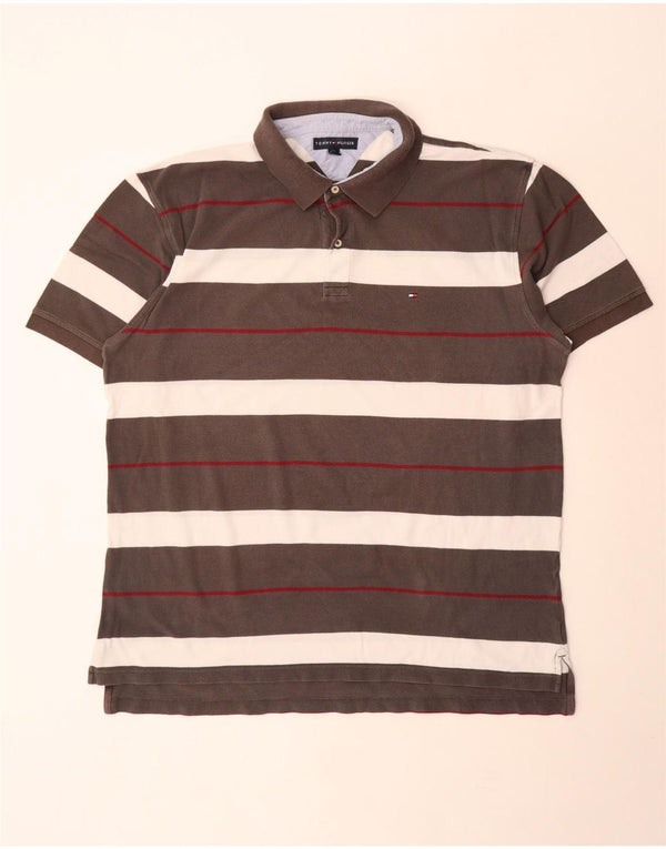 Camisa polo masculina Tommy Hilfiger 2XL listrada cinza