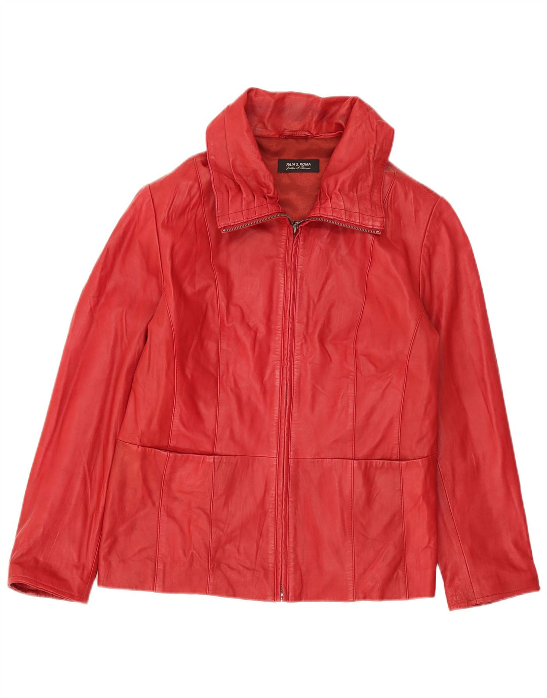 Jaqueta de couro feminina Julia S. Roma UK 18 XL couro vermelho
