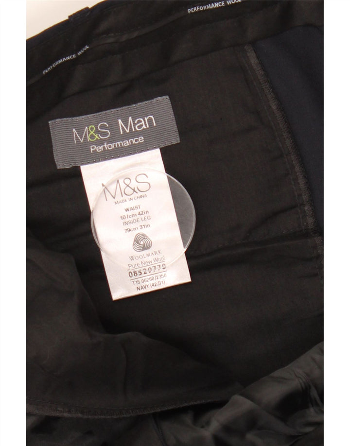 Calça masculina de terno reto MARKS & SPENCER W42 L31 azul marinho