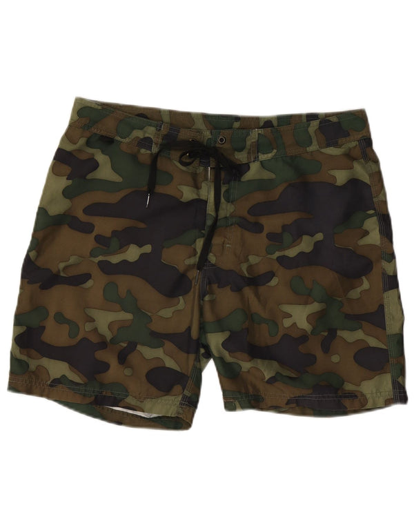 Shorts de natação masculino SUNDEK poliéster camuflado cáqui médio