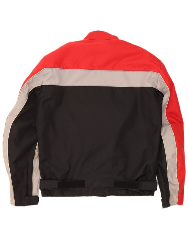 Jaqueta Vintage Mens Racer UK 36 Pequeno Colorblock Vermelho