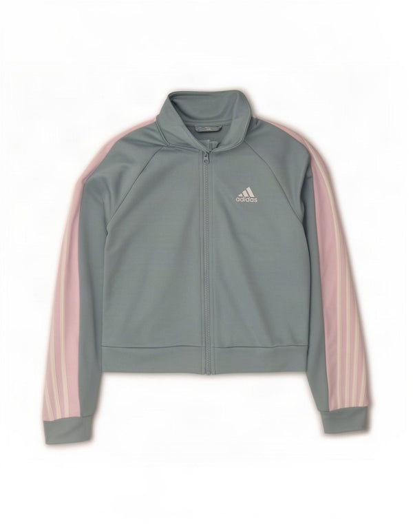 Adidas Womens Crop Tracksuit Top Jacket UK 8/10 Small Blue Colourblock