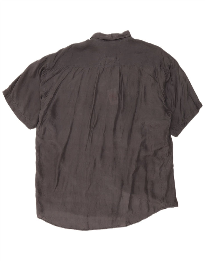 Camisa masculina de manga curta C&A tamanho 16 1/2 41/42 grande cinza seda