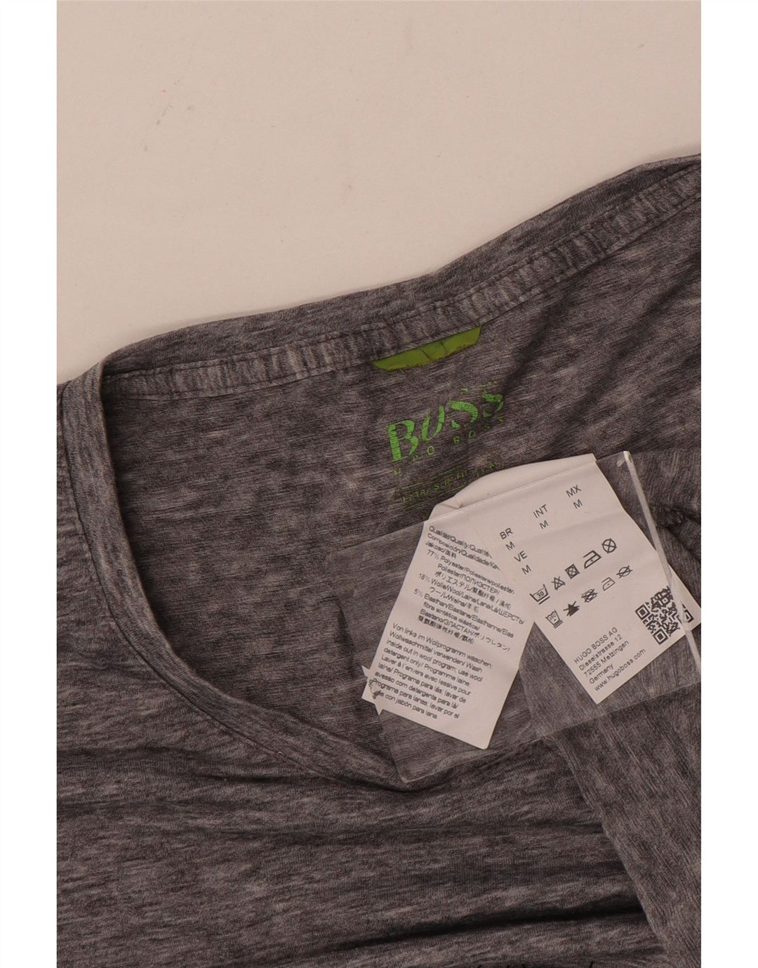Camiseta masculina Hugo Boss Top cinza médio poliéster geométrico