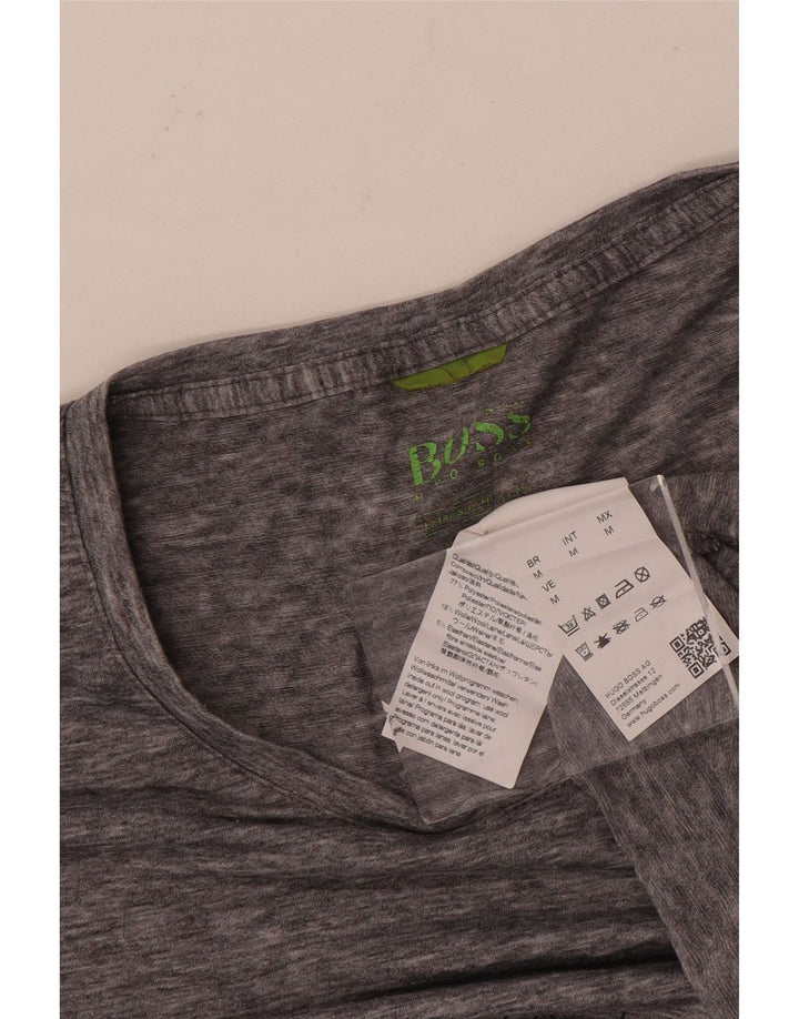 Camiseta masculina Hugo Boss Top cinza médio poliéster geométrico