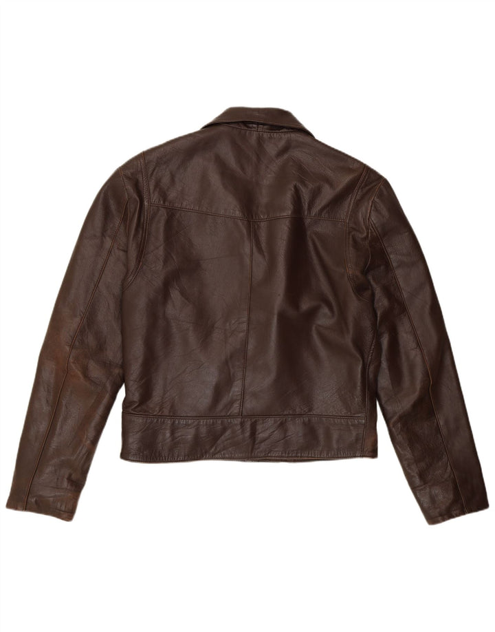 Jaqueta masculina de couro vintage para motociclista Reino Unido 40 couro marrom grande
