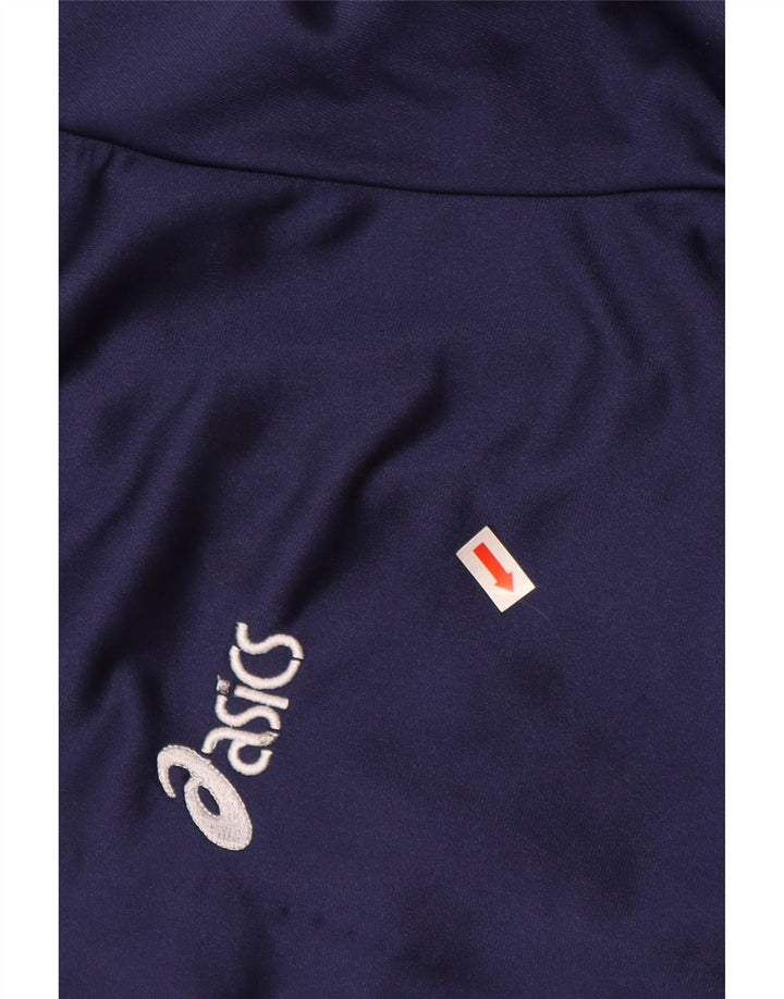 ASICS Mens Graphic Tracksuit Top Jacket XL Azul Marinho Colourblock Poliamida