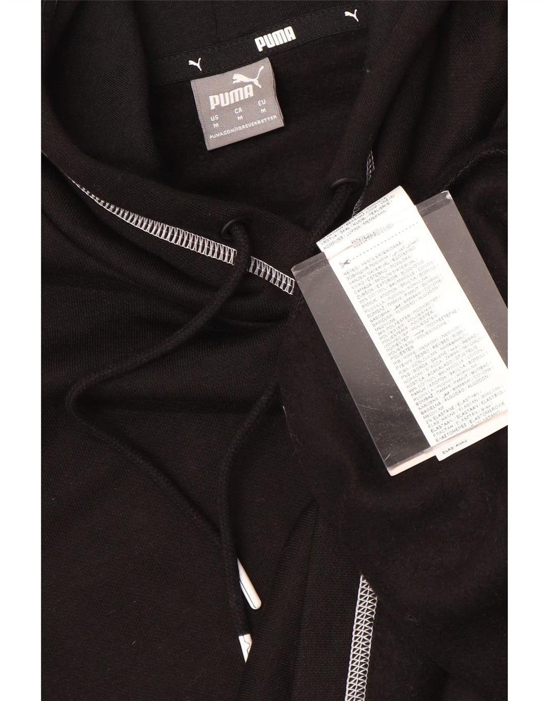 PUMA feminino oversized gráfico moletom com capuz Reino Unido 14 médio algodão preto