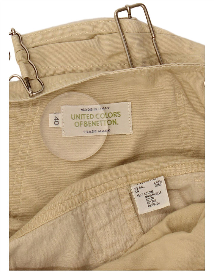 Shorts feminino BENETTON IT 40 pequeno W26 algodão bege