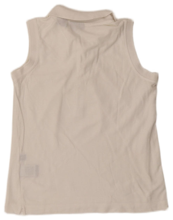 Camisa polo feminina sem mangas Fila UK 14 médio algodão branco