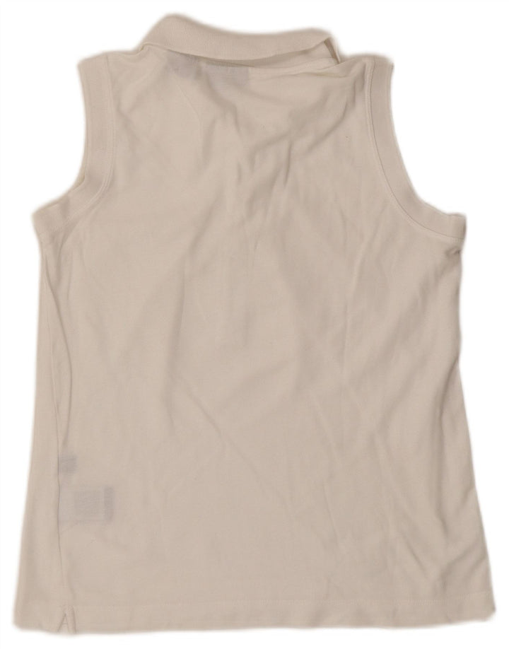 Camisa polo feminina sem mangas Fila UK 14 médio algodão branco