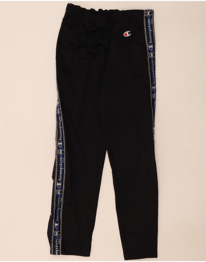 Calça de treino masculina Champion Graphic pequena preta de poliéster