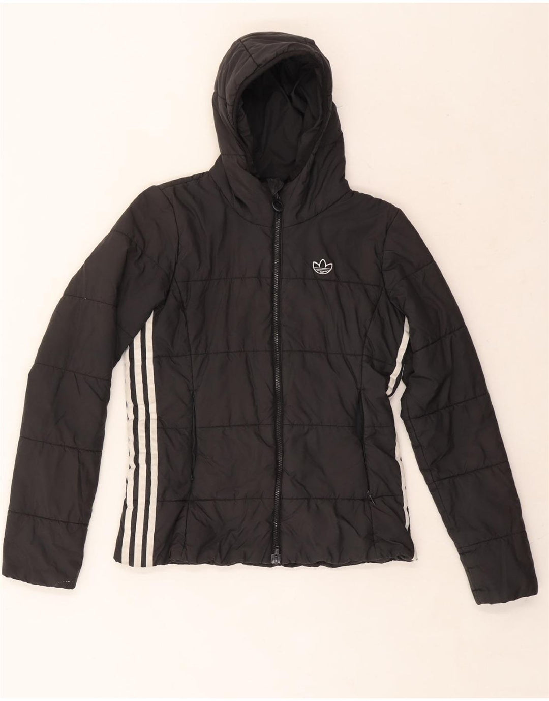 Jaqueta acolchoada com capuz feminina ADIDAS UK 8 pequena poliéster preto