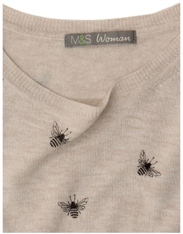 Suéter feminino Marks & Spencer com gola canoa Reino Unido 8 pequeno cinza