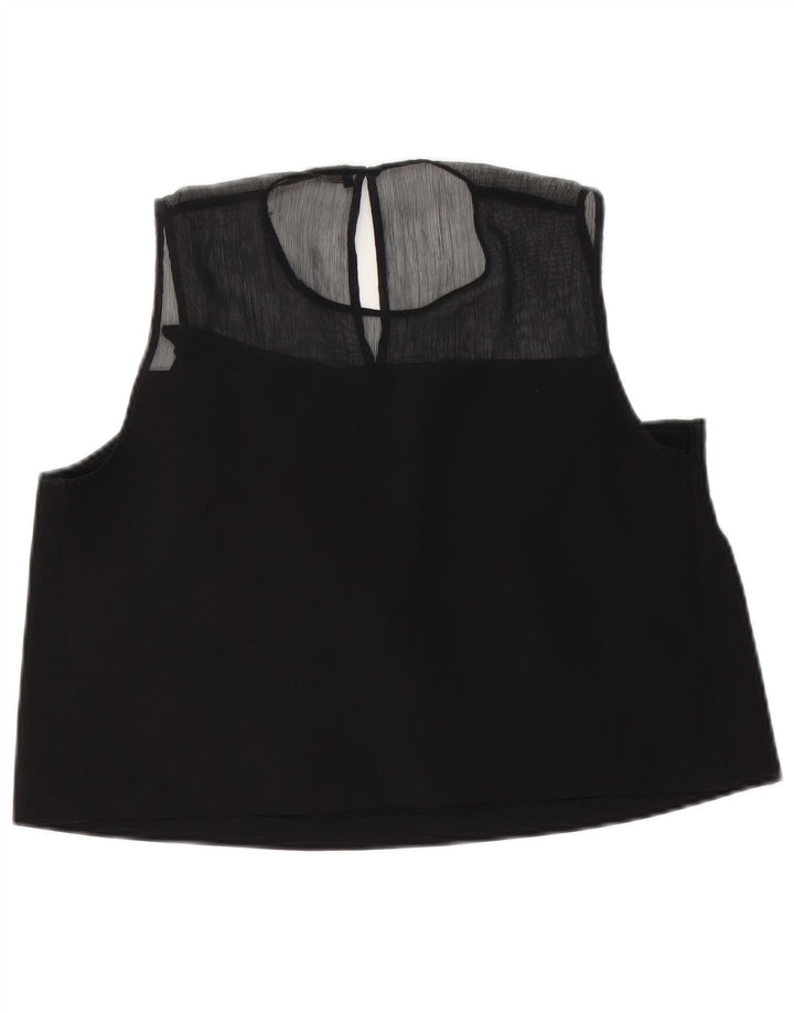 Blusa feminina sem mangas Zara Top UK 14 grande preto