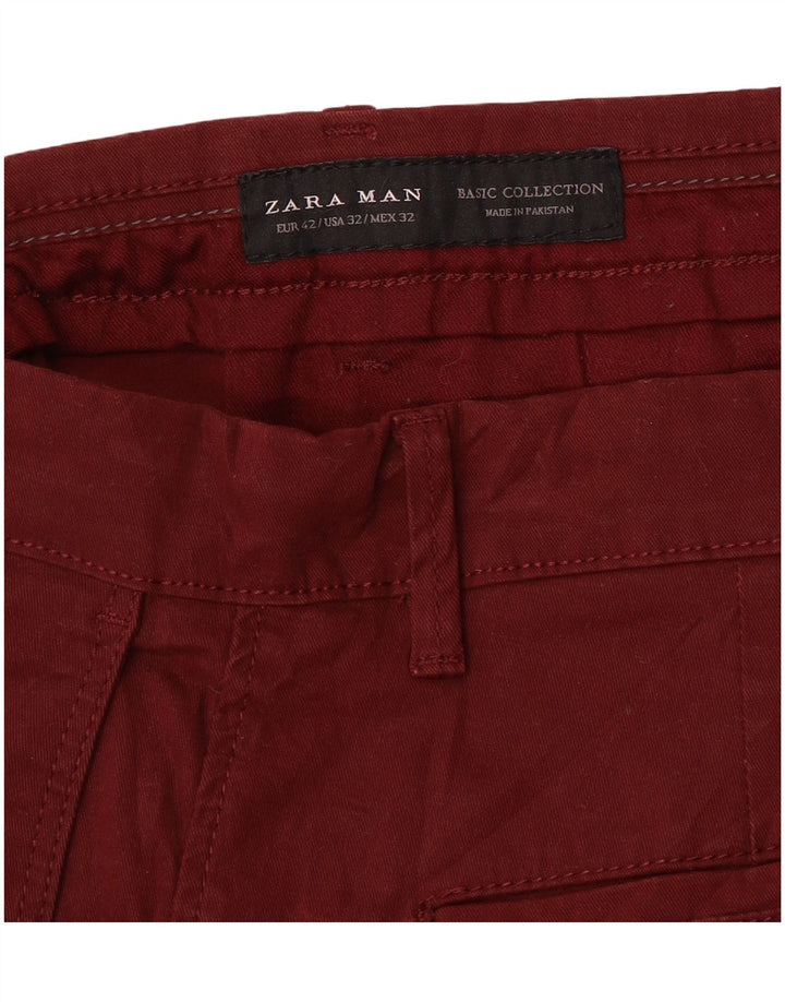 Zara Mens Slim Chino Calças EU 42 Médio W32 L30 Marrom