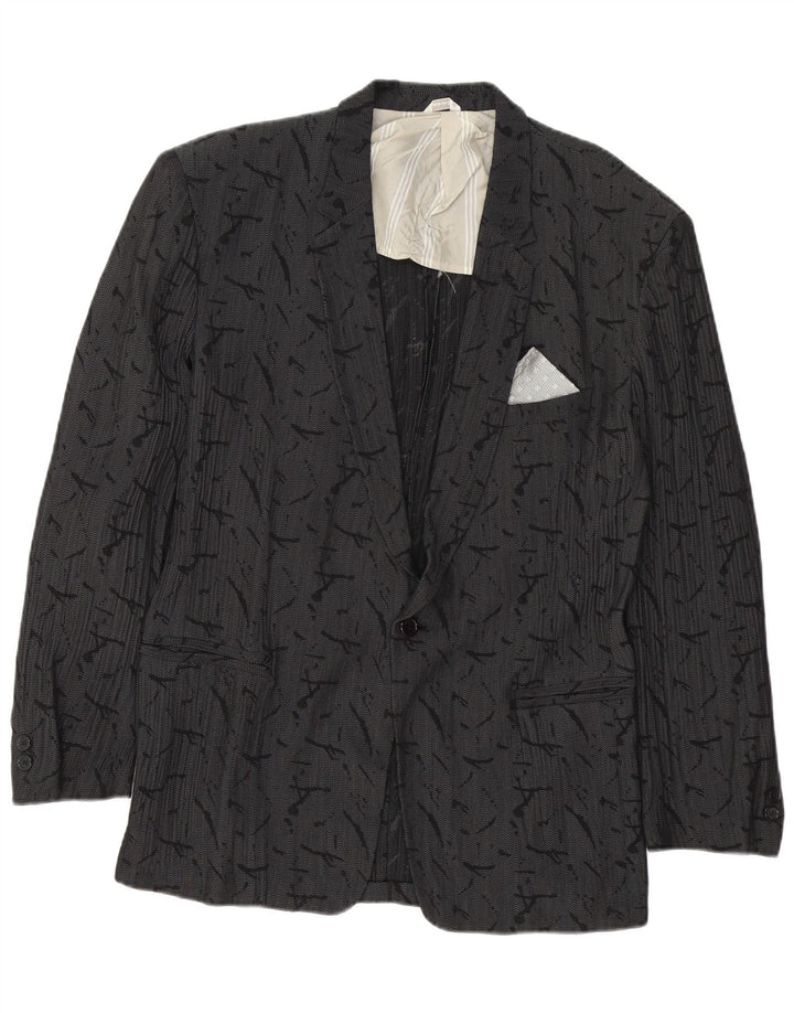 Jaqueta blazer masculina Dei Filzi com padrão abstrato de 1 botão IT 46 cinza pequeno